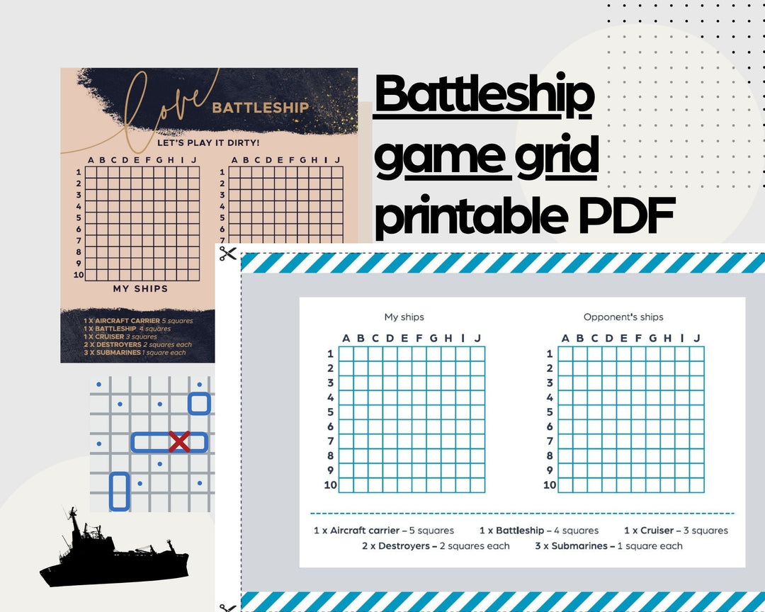 Battleship Game Grid Printable PDF