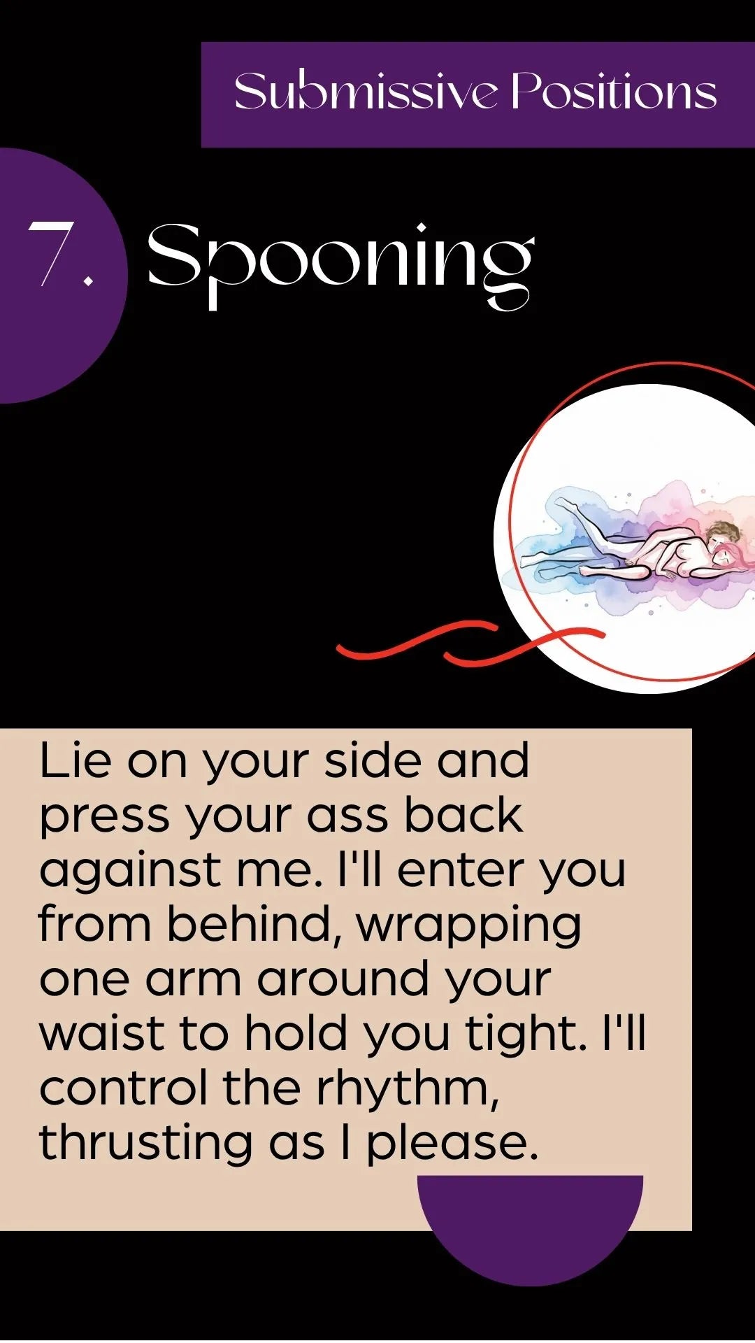 Illustration of a couple in a spooning position with the woman in the submissive role.