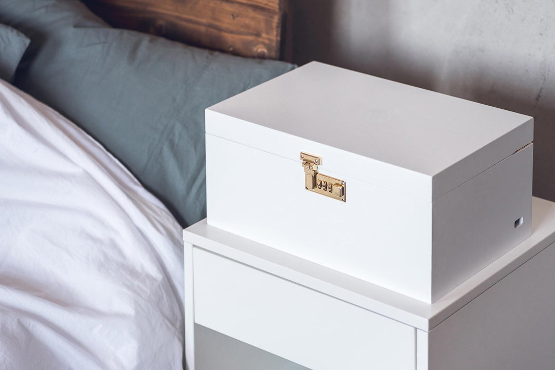 Luxurious lockable wooden adult toy lock box