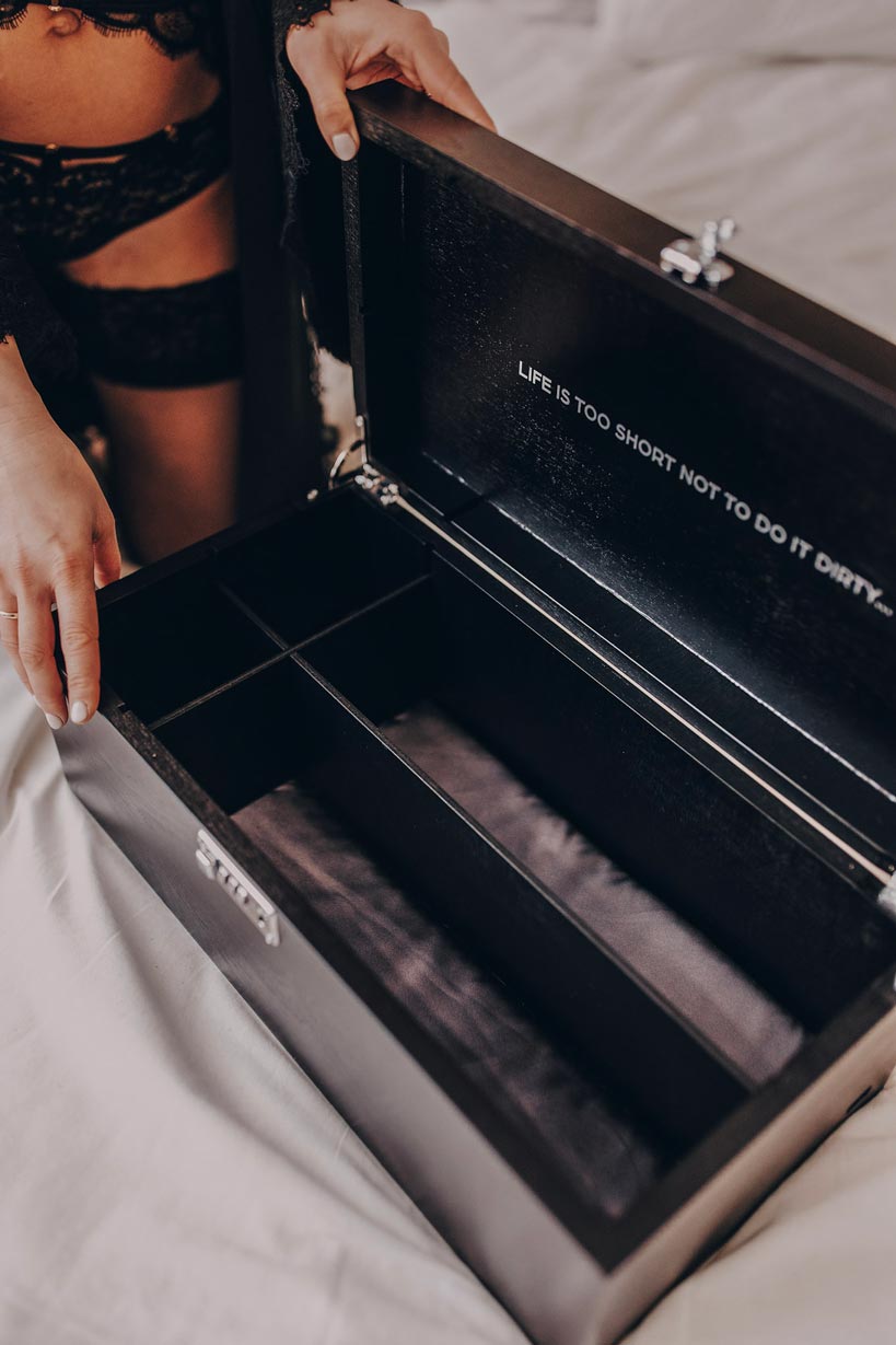 wooden storage box with the code lock